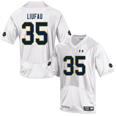 Notre Dame Fighting Irish Men's Marist Liufau #35 White Under Armour Authentic Stitched College NCAA Football Jersey RGL8899NB